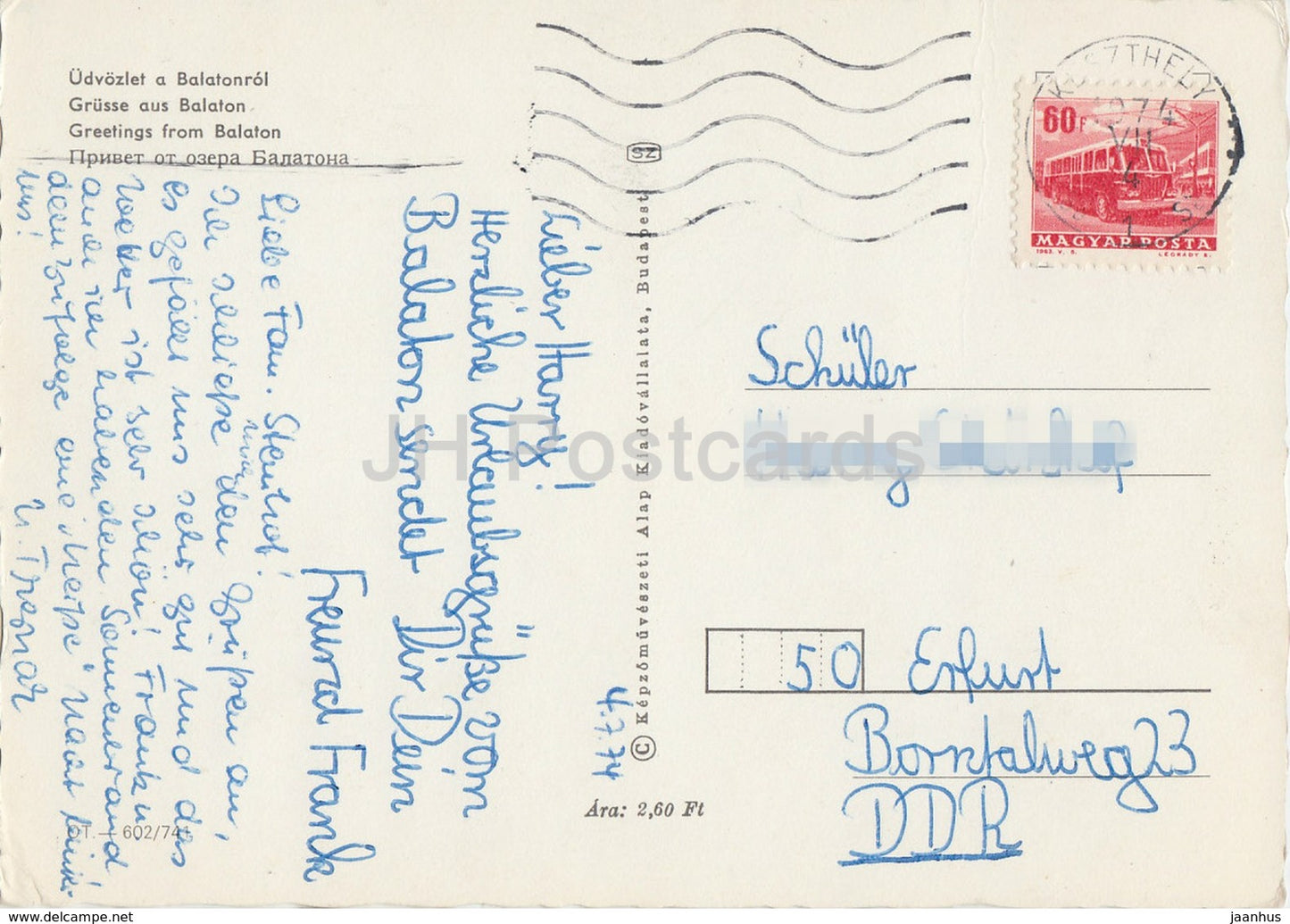 Salutations de Balaton - hôtel - restaurant - voilier - multiview - 1974 - Hongrie - utilisé