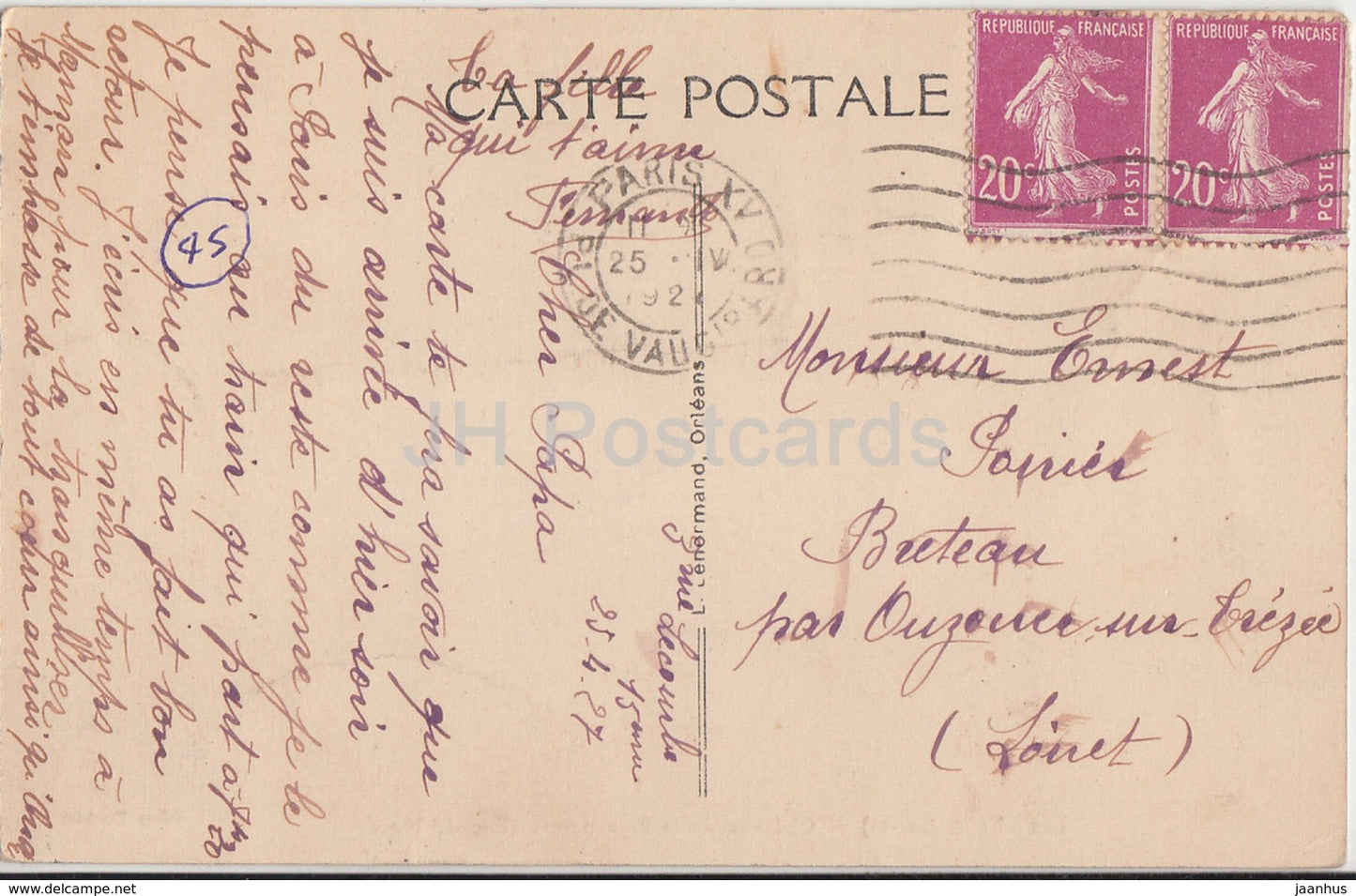 Les Choux - Chateau de la Faisanderie - Facade Nord - 1927 - old postcard - France - used