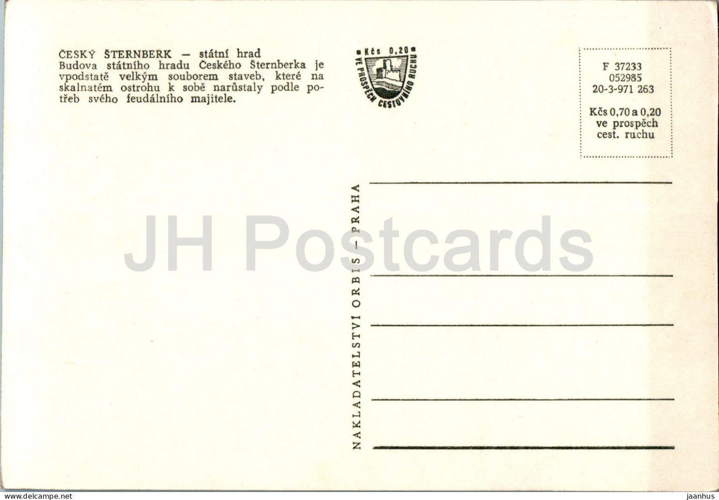 Cesky Sternberk - statni hrad - castle - Czech Repubic - Czechoslovakia - unused