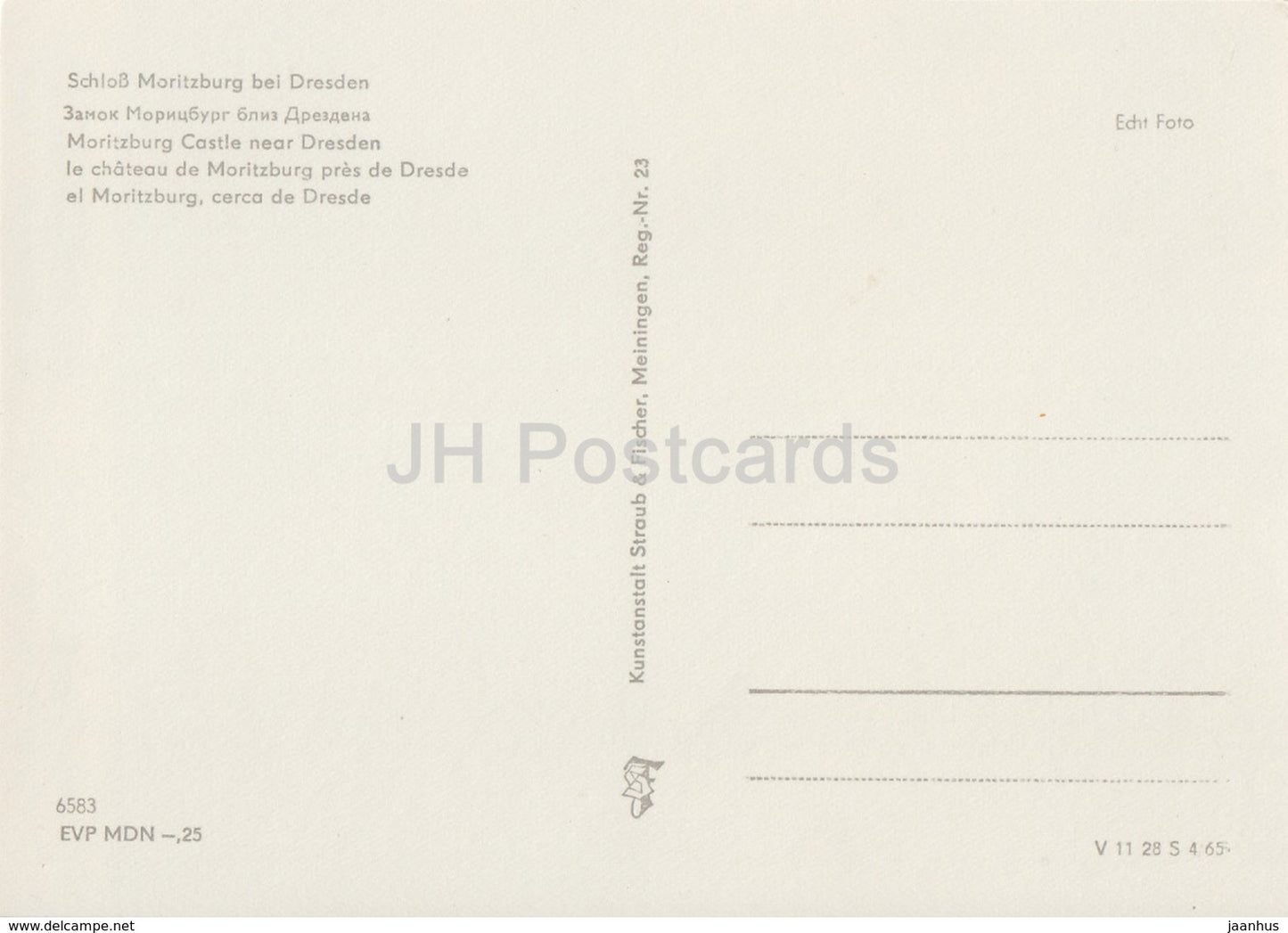 Moritzburg castle near Dresden - REISEBÜRO - 1964 - DDR - Germany - unused - JH Postcards