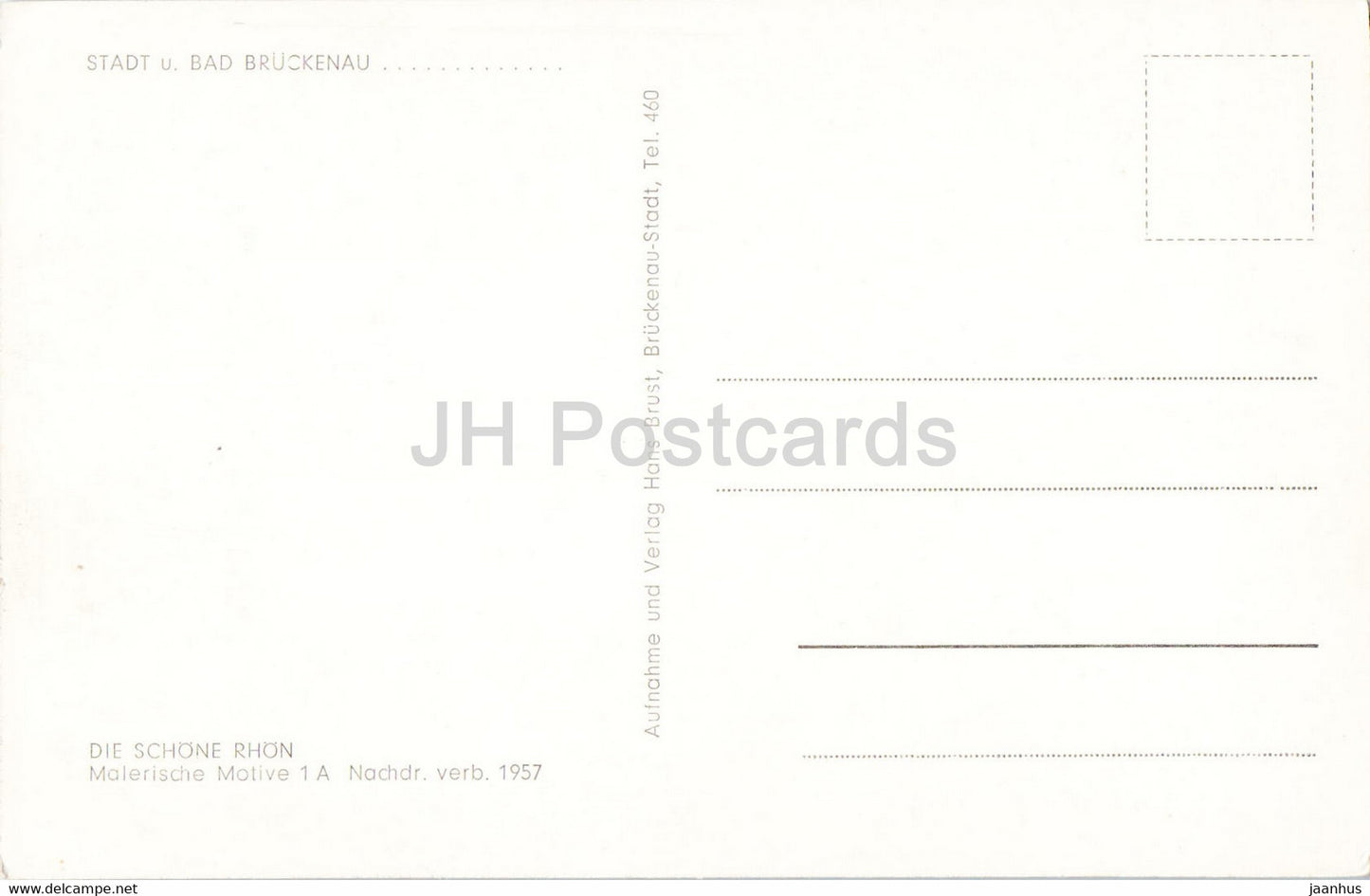 Gruss v Heilbad Stadt Brückenau - Dreistelzberg - Altstadt - Mineralquelle - Rathaus - alte Postkarte - Deutschland - unbenutzt