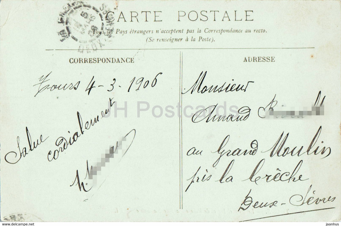 Tours - Le Nouvel Hôtel de Ville et la Rue Nationale - 41 - carte postale ancienne - 1906 - France - oblitéré