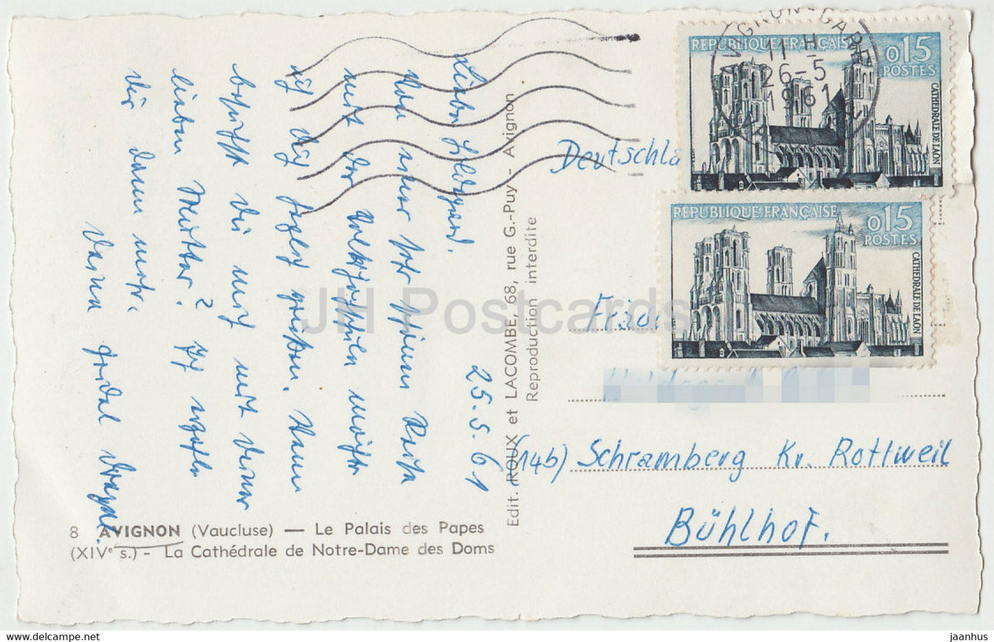 Avignon - LE Palais des Papes - La Cathédrale de Notre Dame des Doms - voiture - 1961 - France - occasion