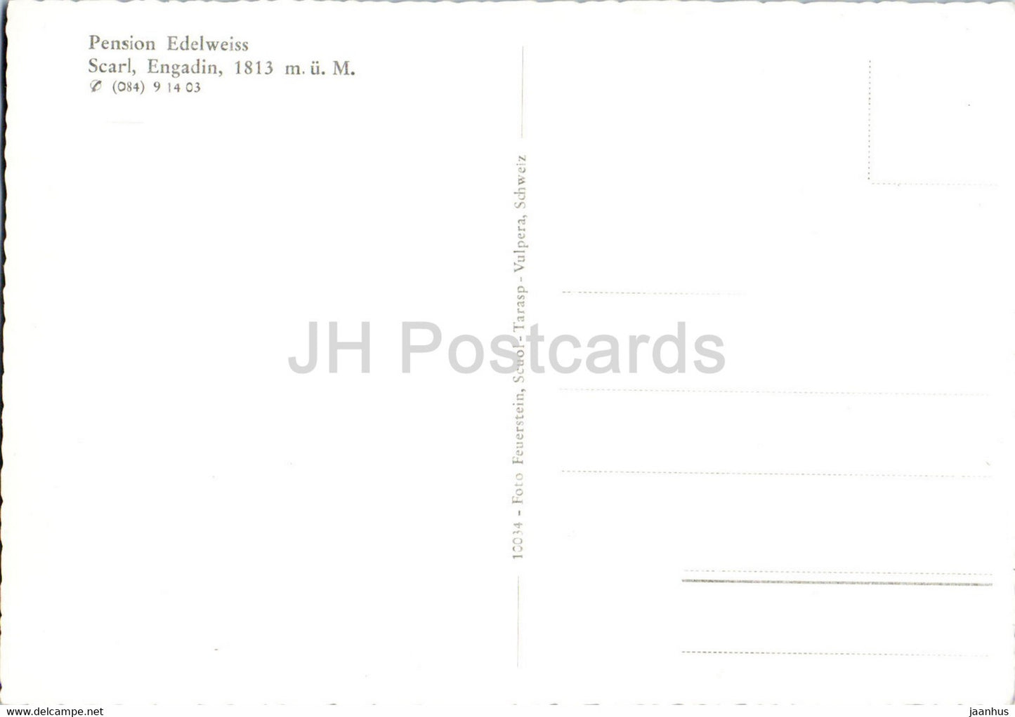 Pension Edelweiss - Scarl - Engandin 1813 m - carte postale ancienne - Suisse - inutilisée