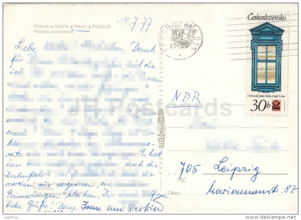 panorama - Praha - Prague - Czechoslovakia - Czech - used 1977 - JH Postcards