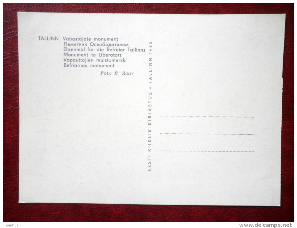 Monument to liberators - Bronze Soldier - Tallinn - 1963 - Estonia USSR - unused - JH Postcards