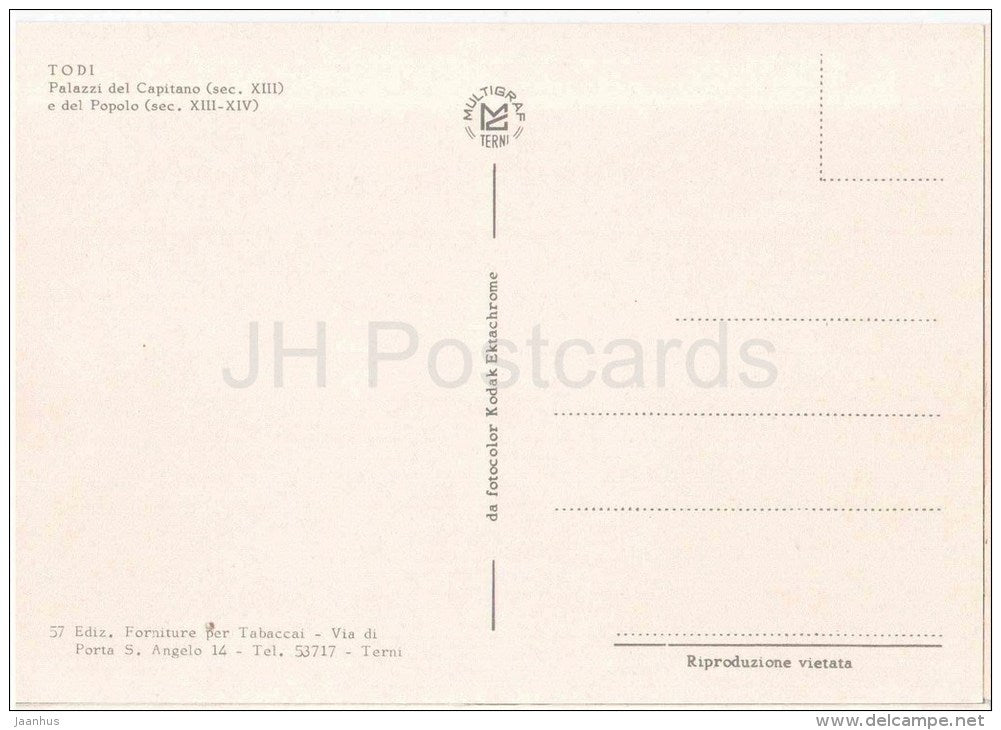 Palazzi del Capitano e del Popolo - palace - Todi - Perugia - Umbria - 57 - Italia - Italy - unused - JH Postcards
