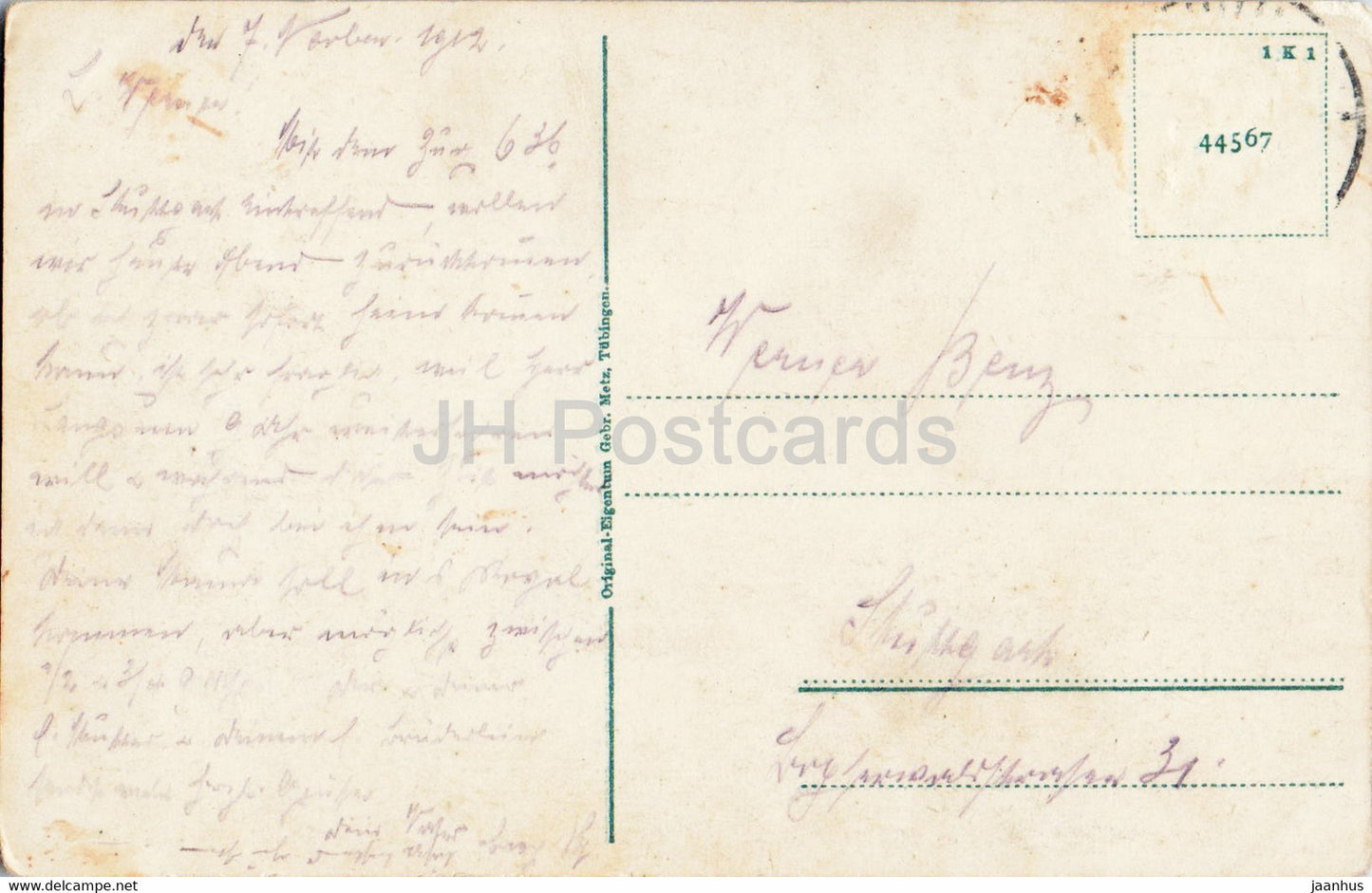 Schloss Lichtenstein 817 m mit Honauertal - castle - 44567 - old postcard - 1912 - Germany - used