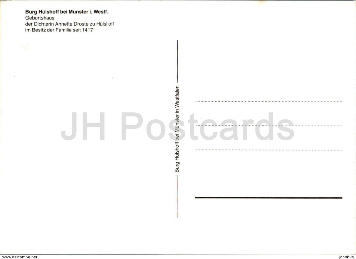 Burg Hülshoff bei Münster Westf - Geburtshaus der Dichterin Annette Droste - Burg - Deutschland - unbenutzt