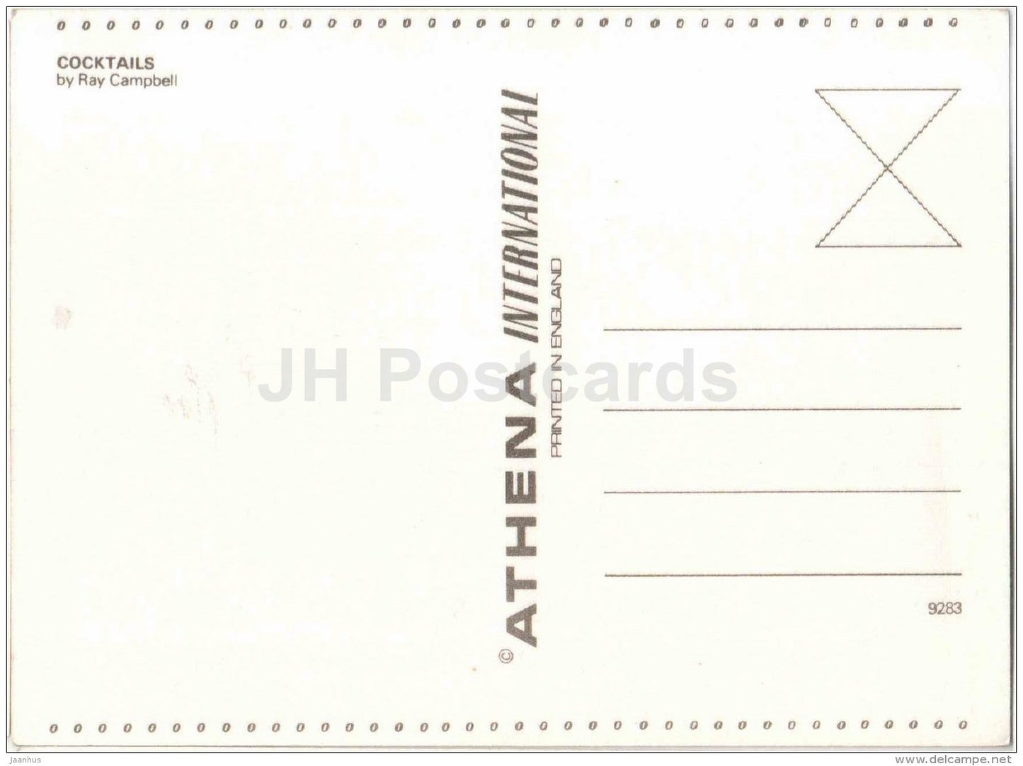 Cocktails by Ray Campbell- recepies - England - unused - JH Postcards