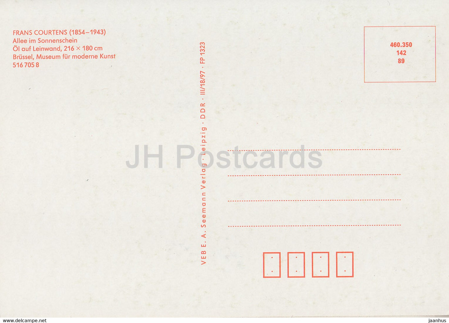 peinture de Franz Courtens - Allee im Sonnenschein - Art belge - Allemagne DDR - inutilisé