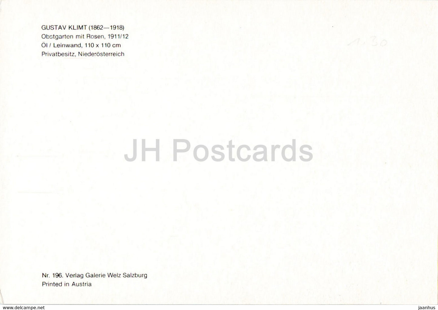 peinture de Gustav Klimt - Obstgarten mit Rosen - Art autrichien - Autriche - inutilisé