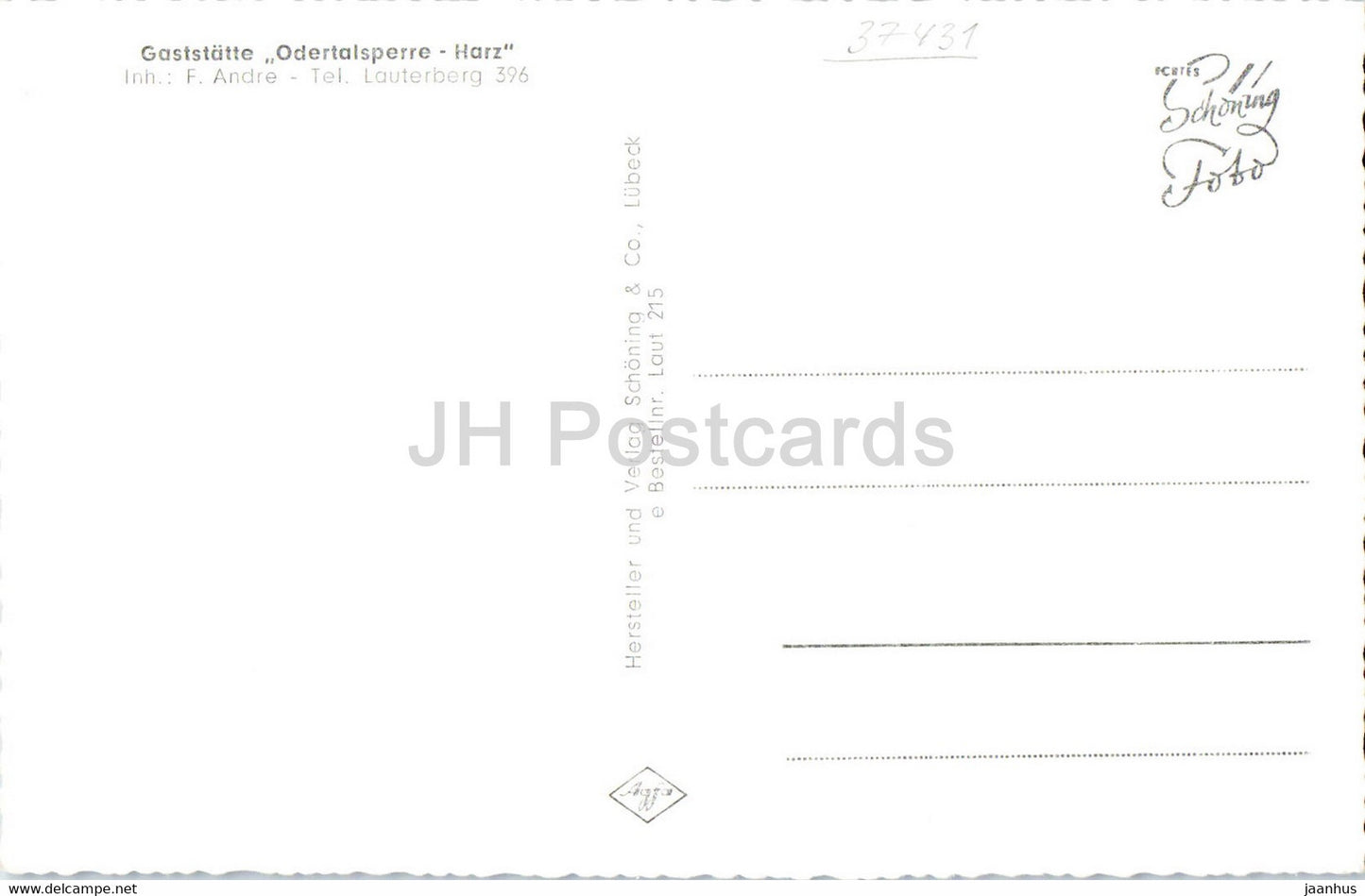 Die Odertalsperre im Harz - Gaststatte - old postcard - Germany - unused