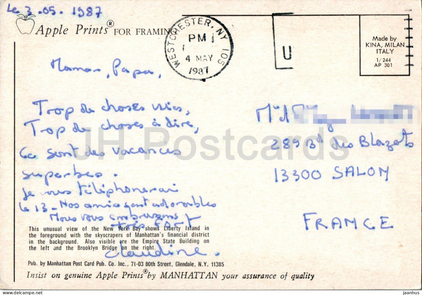 New York City - Baie de New York - 1/244 - 1987 - USA - occasion
