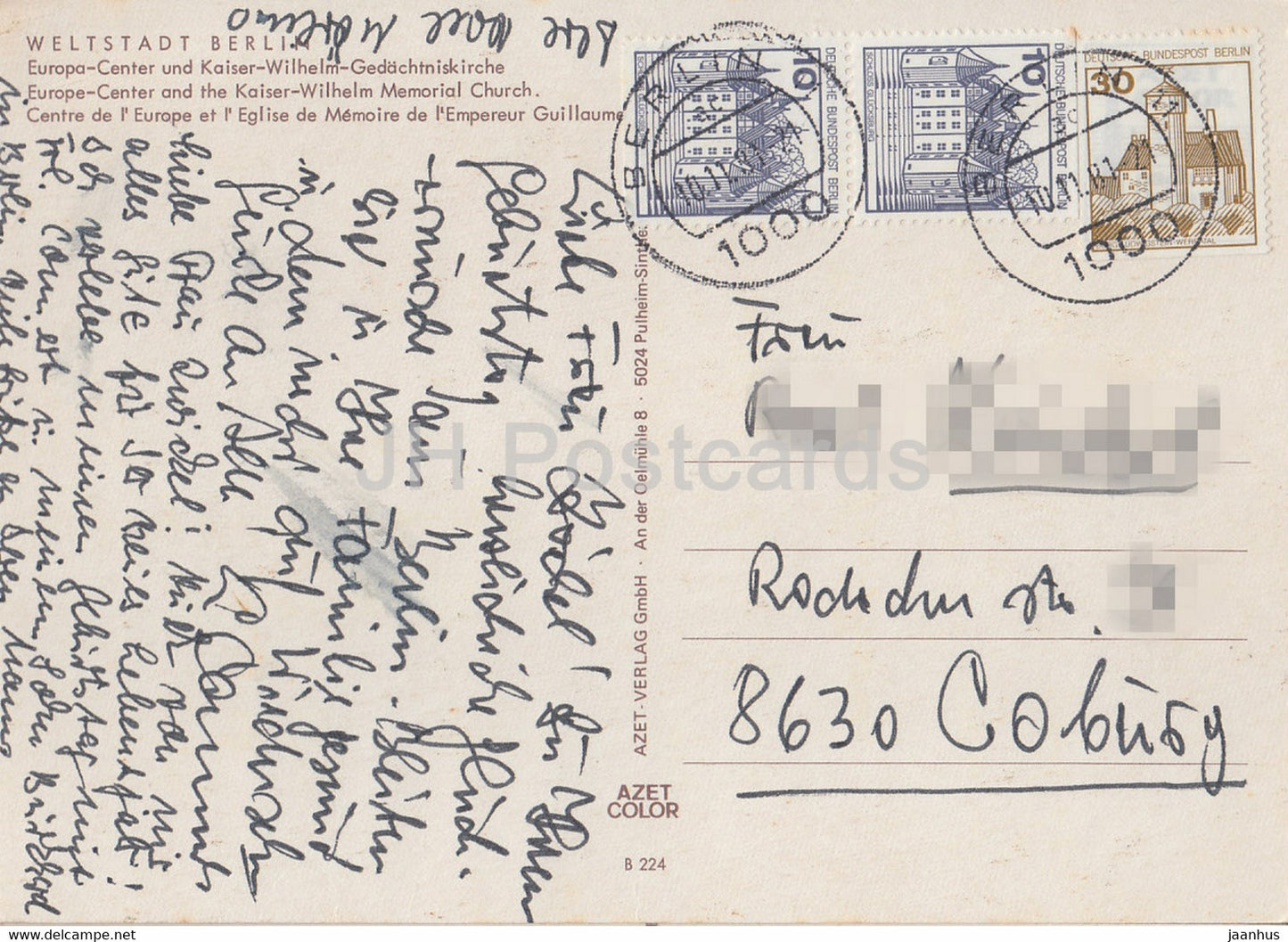 Berlin - Europa Center und Kaiser Wilhelm Gedachtniskirche - 2001 - Germany - used