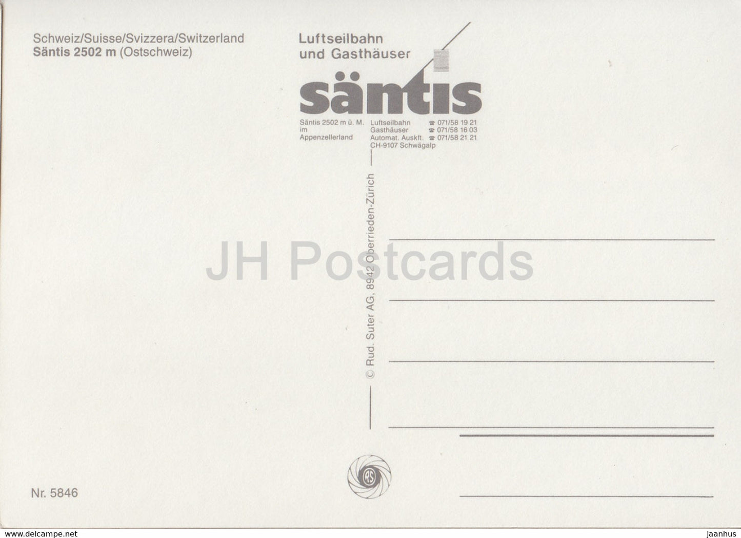 Santis 2502 m - Ostschweiz - cable car - 5846 - Switzerland - unused