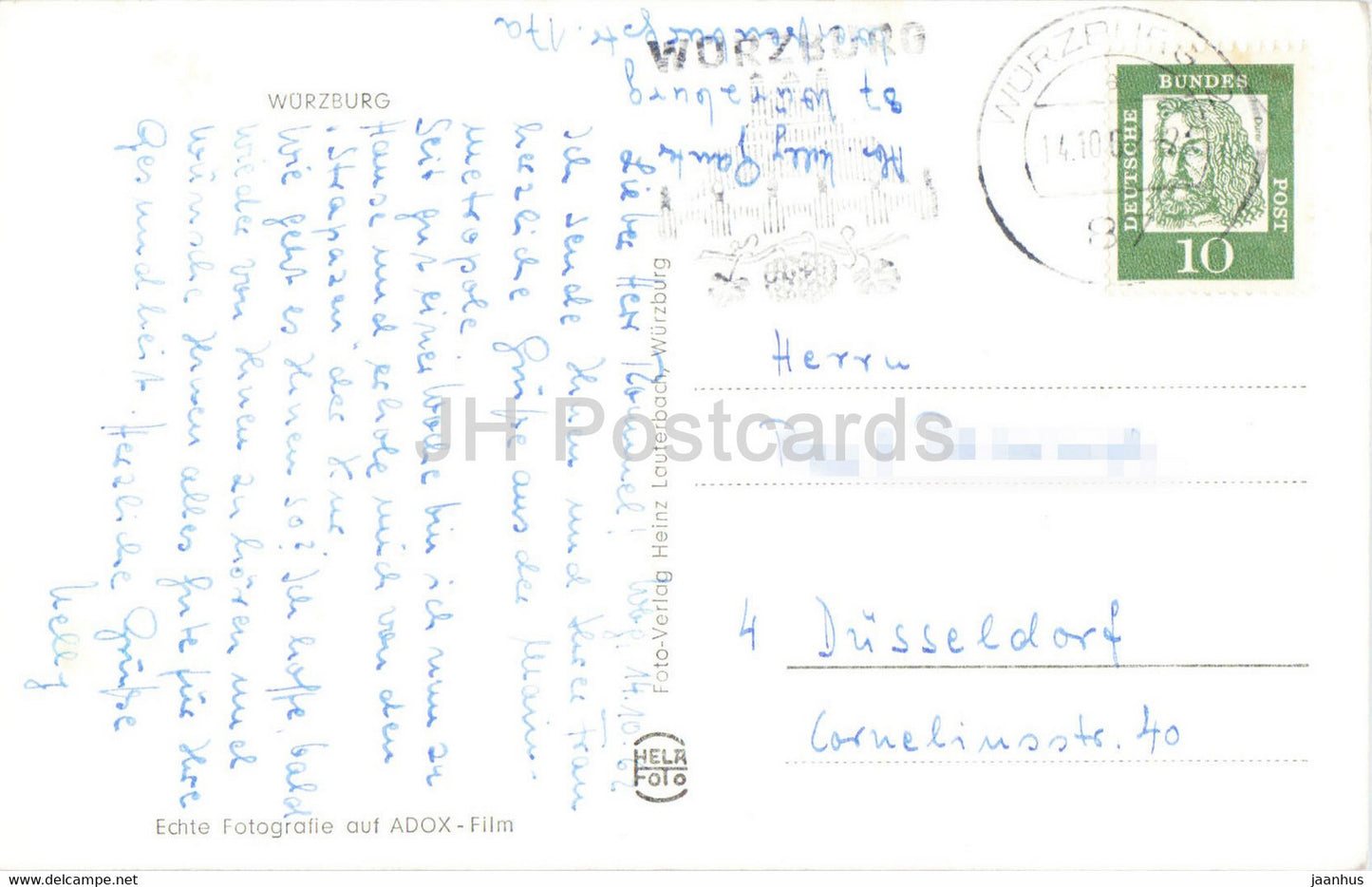 Gruss aus Wurzburg - Festung - Universitat - Innenstadt - Hofgarten - 1962 - Germany - used