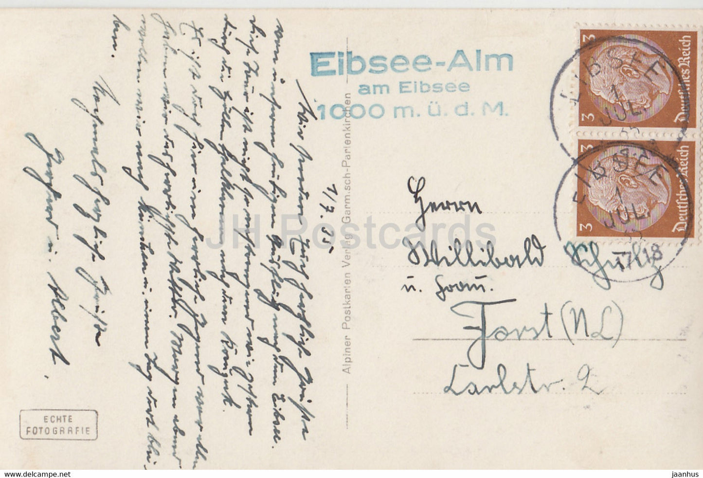 Eibsee - old postcard - 1935 - Germany - used