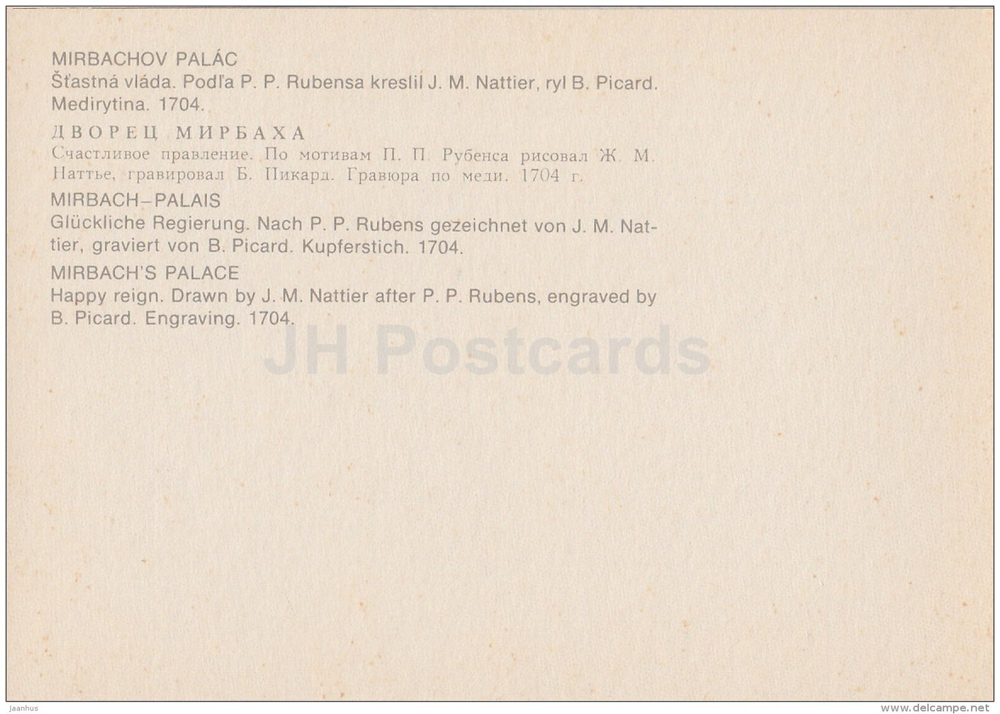 Happy Reign - Mirbach´s Palace - art - Slovakia - unused - JH Postcards