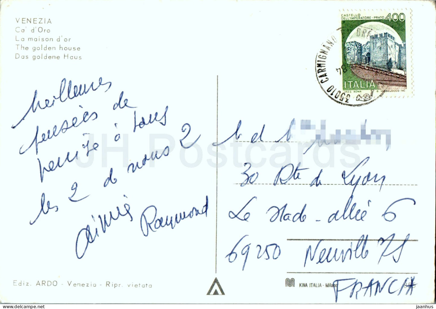 Venezia - Venice - Ca d'Oro - The Golden House - gondola - boat - 355 - 1984 - Italy - used