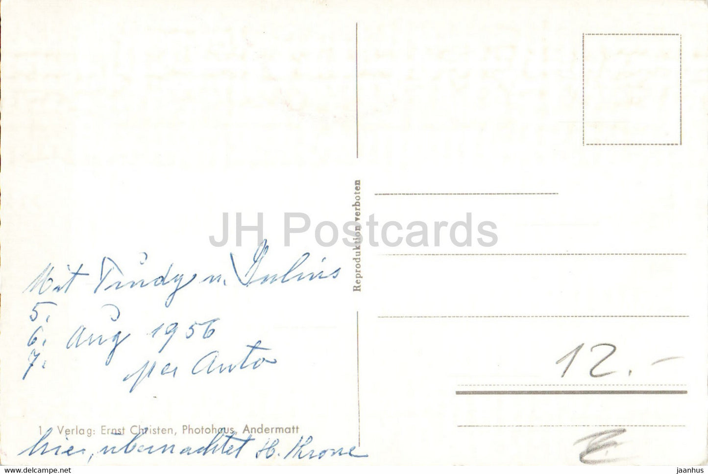 Andermatt mit Oberalpstrasse - 1956 - old postcard - Switzerland - used