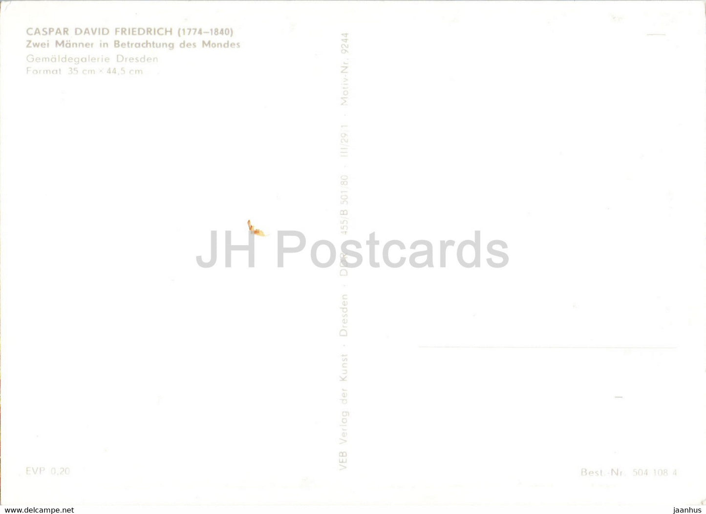 Gemälde von Caspar David Friedrich – Zwei Manner in Betrachtung des Mondes – Deutsche Kunst – Deutschland DDR – unbenutzt