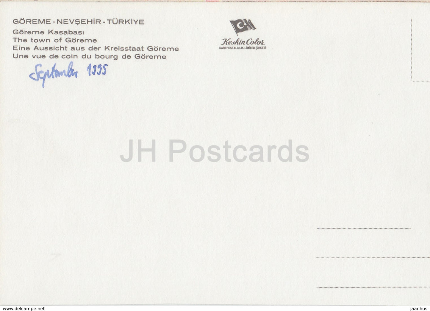 La ville de Goreme - 1995 - Turquie - occasion