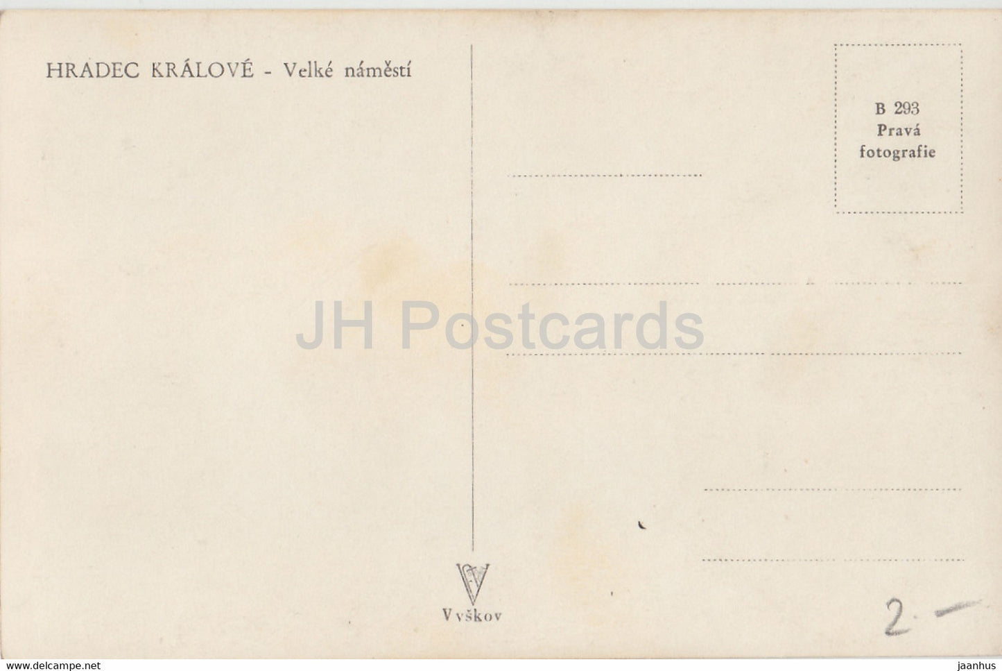 Hradec Kralove - Velke Namesti - square - Vzkov - old postcard - Czech Republic - unused