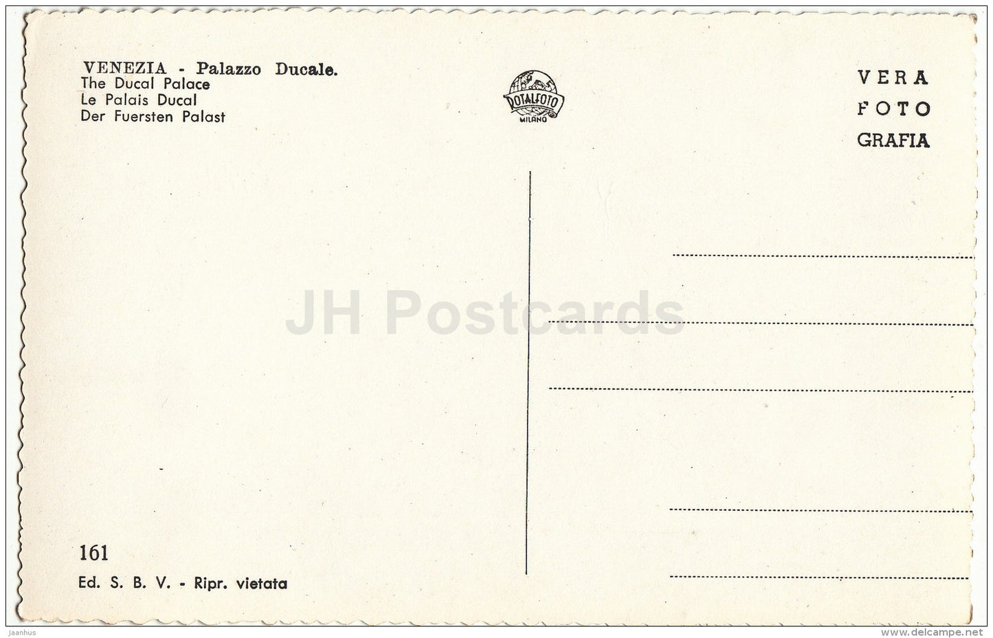 Palazzo Ducale - The Ducal Palace - 161 - Venice - Venezia - Italy - Italia - unused - JH Postcards