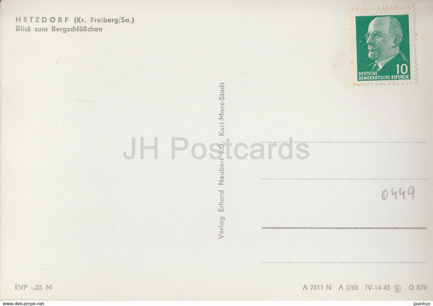 Hetzdorf - Blick zum Bergschlosschen - Allemagne DDR - inutilisé