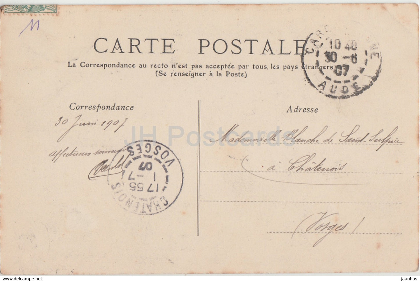 Carcassonne - Eglise St Michel - Boulevard Barbes - église - 70 - 1907 - carte postale ancienne - France - utilisé