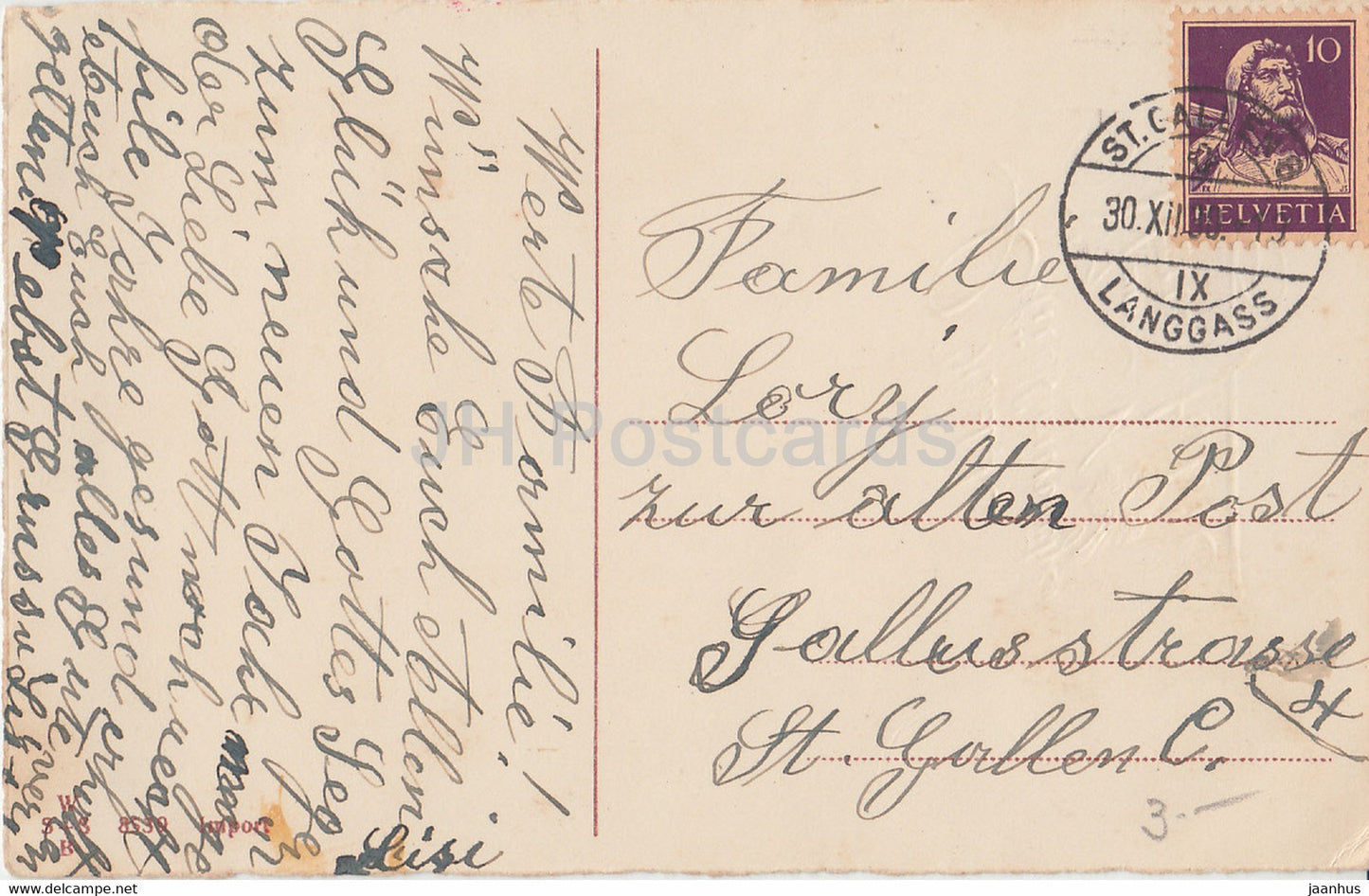 New Year Greeting Card - Herzliche Gluckwunsche zum Neuen Jahre - horseshoe - WSSB 8539 - old postcard - Germany - used