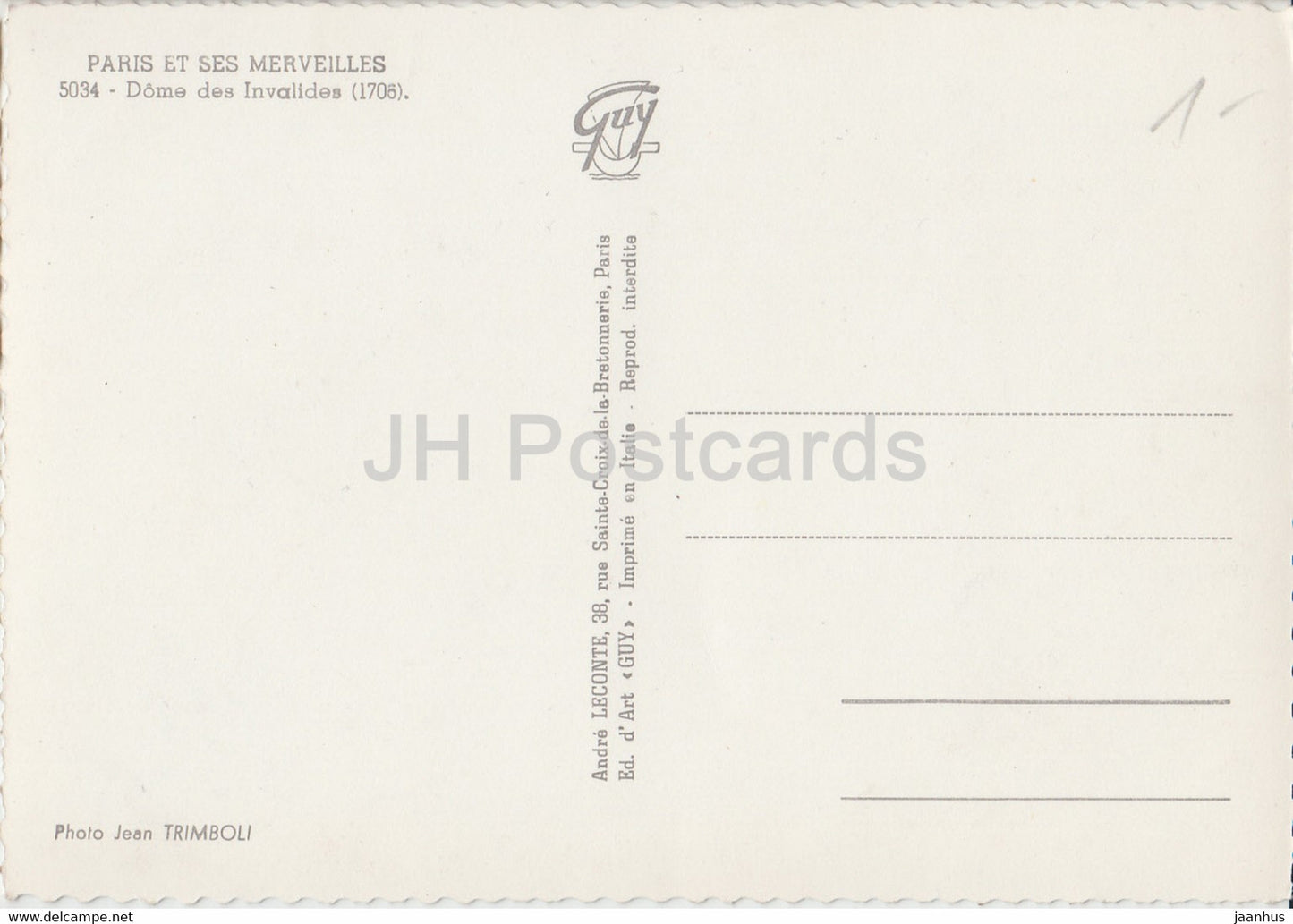 Paris et ses Merveilles - Dome des Invalides - 5034 - France - unused