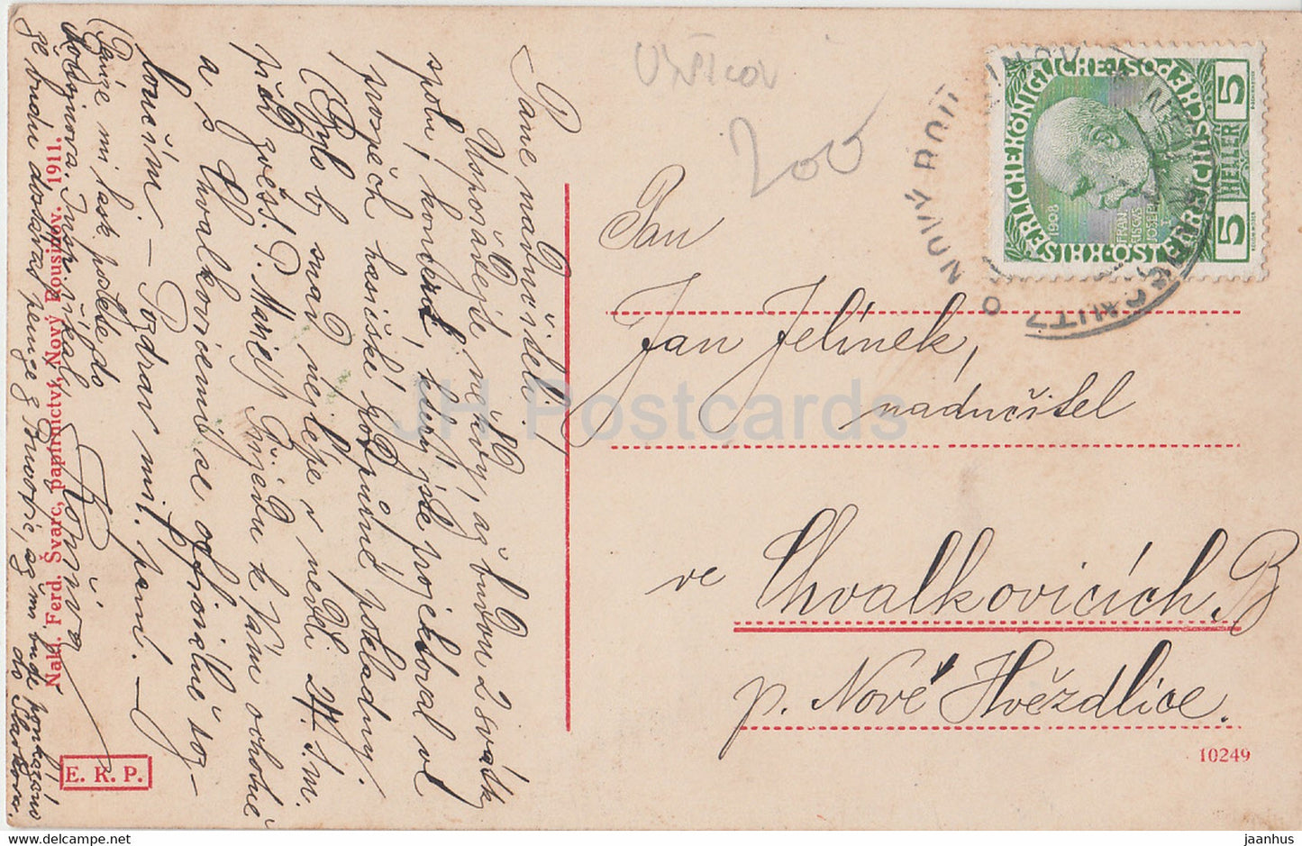 Novy Rousinov - old postcard - 1911 - Czech Republic - used