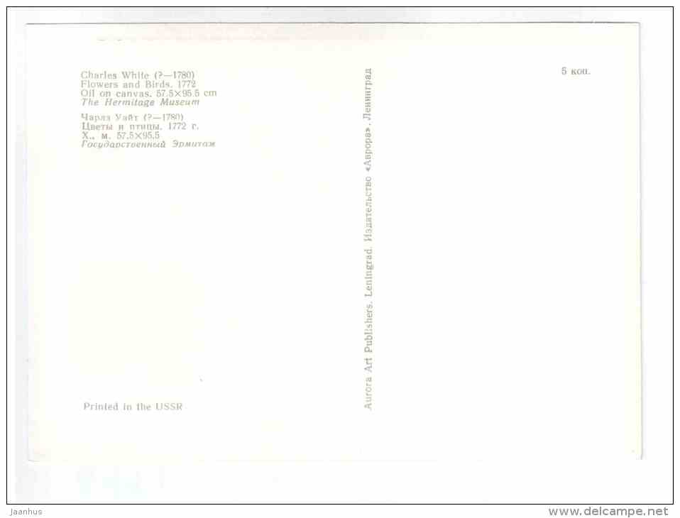 painting by Charles White - Flowers and Birds , 1772 - british art - unused - JH Postcards