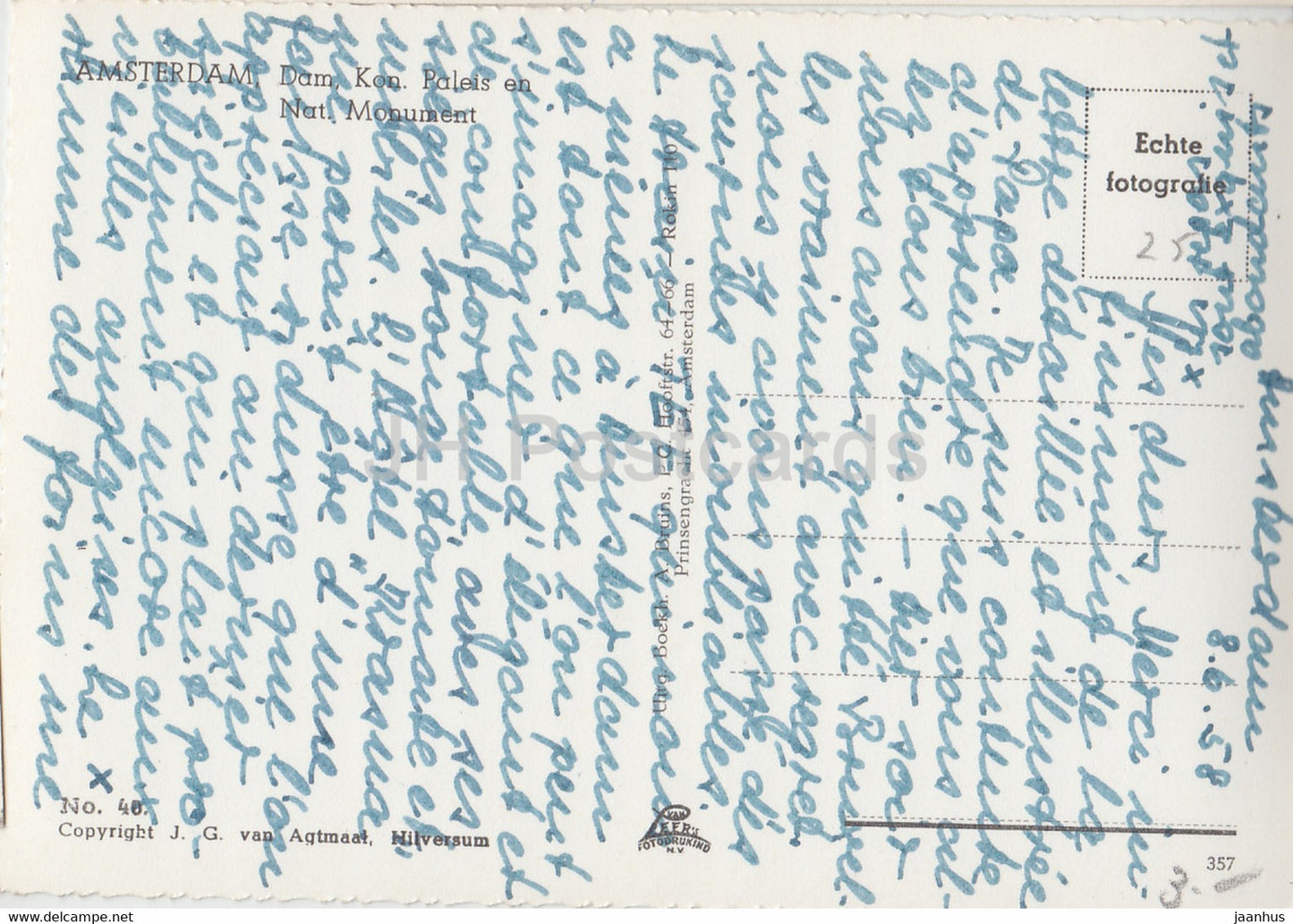 Amsterdam – Staudamm – Kon Paleis en Nat Monument – Auto – alte Postkarte – 1958 – Niederlande – gebraucht