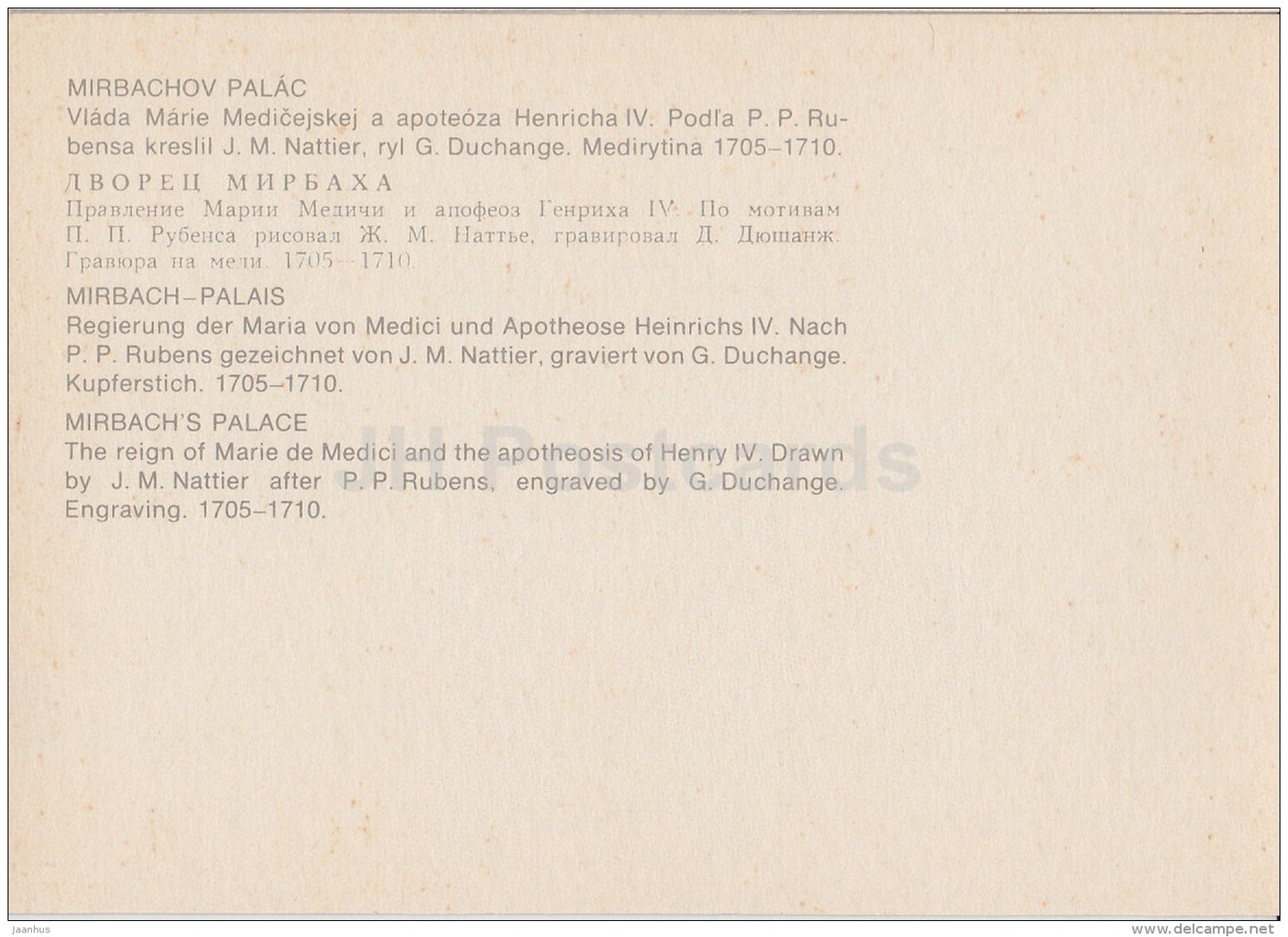The Reign of Marie de Medici and the apotheosis of Henry IV - Mirbach´s Palace - art - Slovakia - unused - JH Postcards