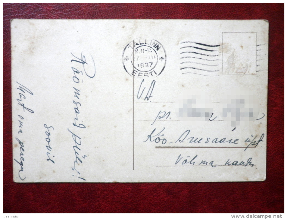 Easter Greeting Card - chicken - eggs - circulated in 1937 - Estonia - used - JH Postcards