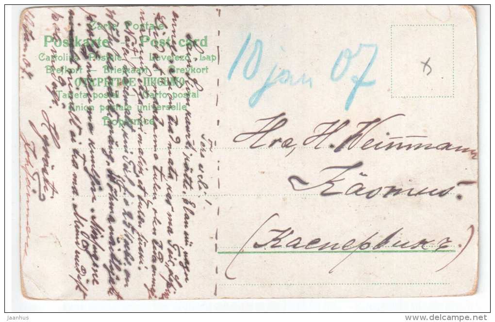 Illustration by Rob Kärnmerer - sailing boat - sea - old postcard - circulated in Tsarist Russia Estonia 1907 - used - JH Postcards