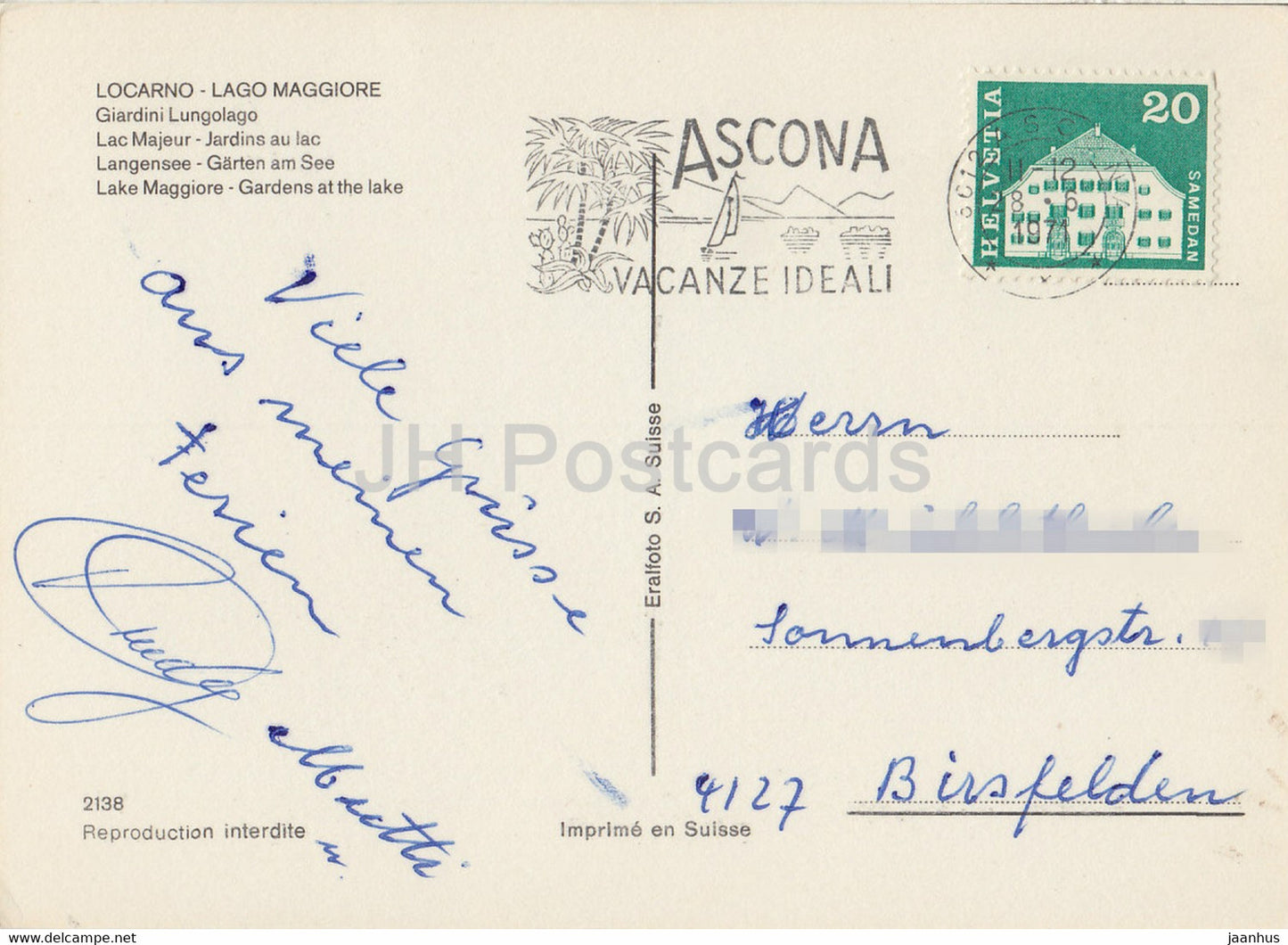 Locarno - Lago Maggiore - Giardini Lungolago - 1971 - Switzerland - used