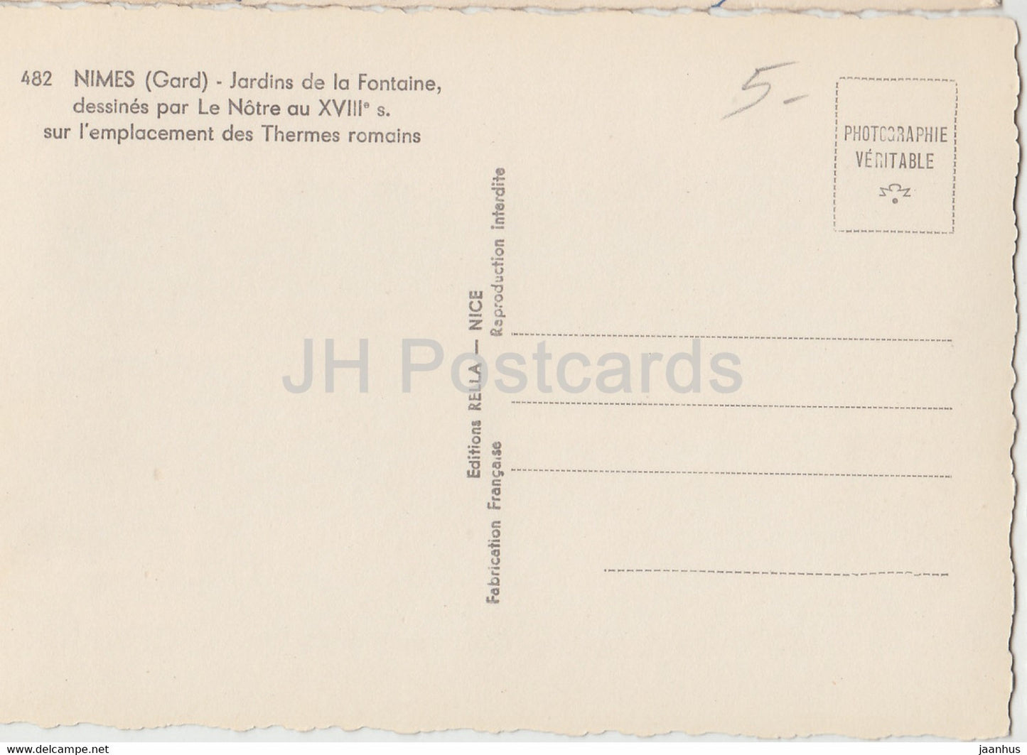 Nimes - Jardins de la Fontaine - dessines par le Notre au XVIII - France - unused