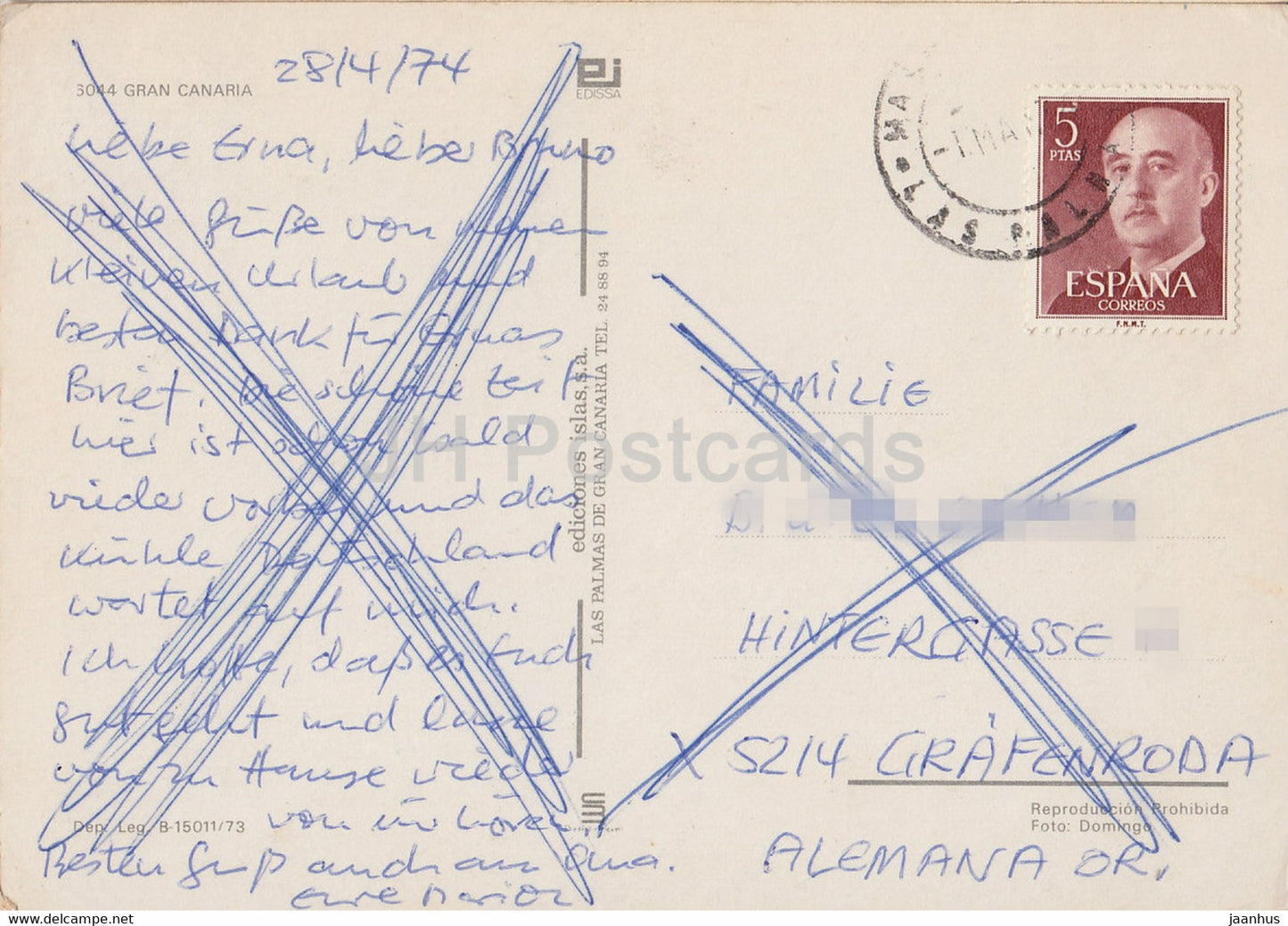 Souvenir de Las Palmas – Volkskostüme – Gran Canaria – 1974 – Spanien – gebraucht
