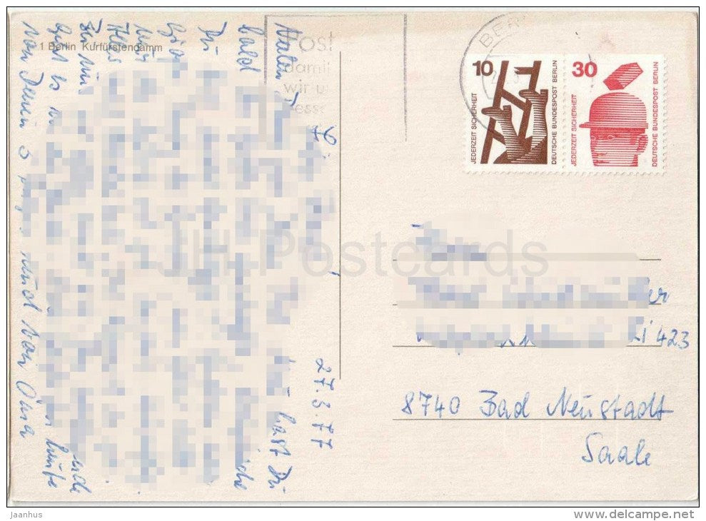 Berlin - Kurfürstendamm - Germany - 1977 gelaufen - JH Postcards