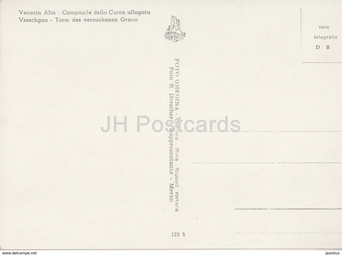 Venosta Alta - Campanile della Curon allagata - clocher inondé - Italie - carte postale ancienne - inutilisée