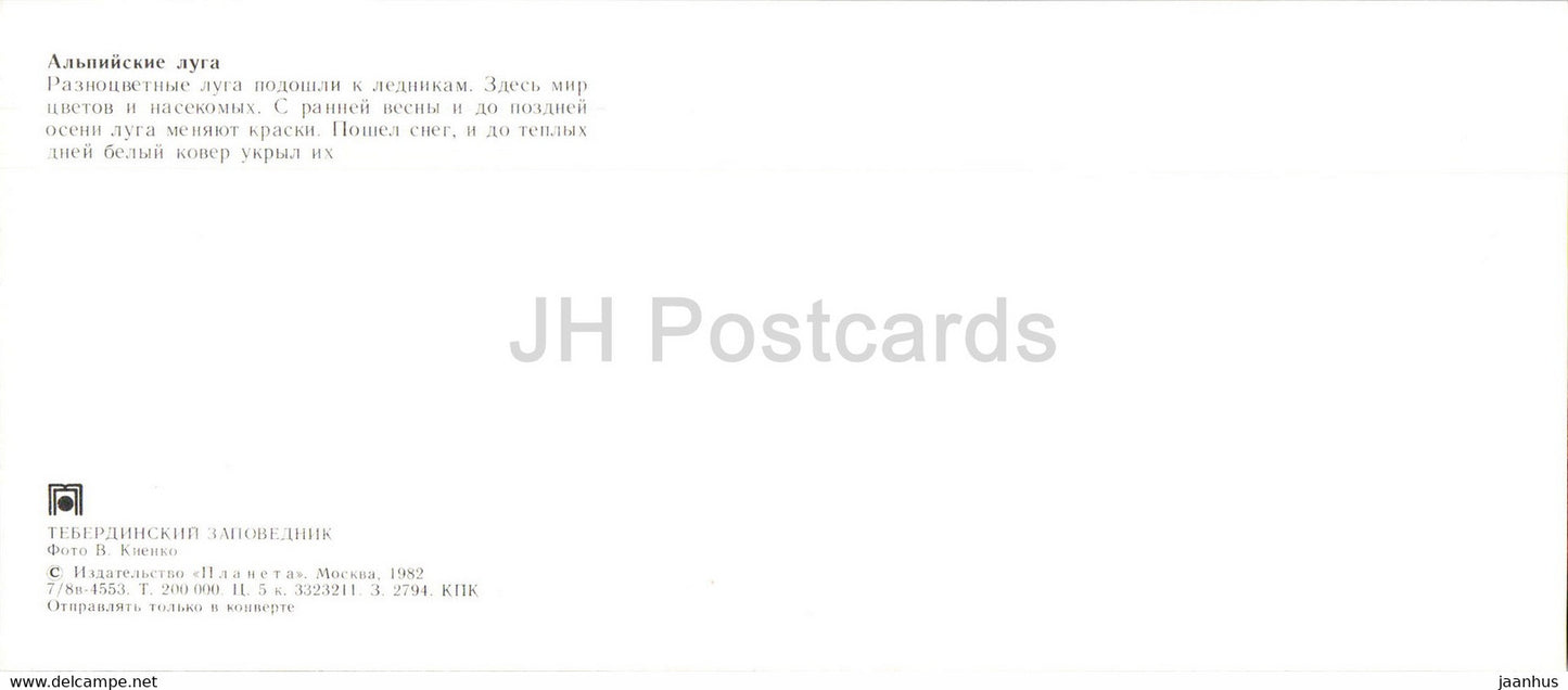 Naturschutzgebiet Teberda – Alpenwiesen – Pflanzen – 1982 – Russland UdSSR – unbenutzt