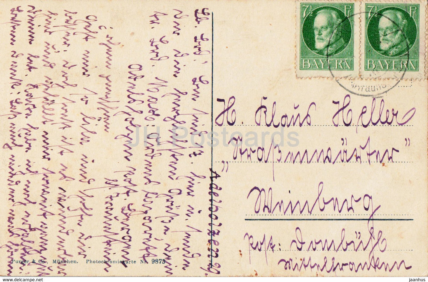 Hochfellnhaus 1677 m - 9873 - old postcard - 1929 - Germany - used