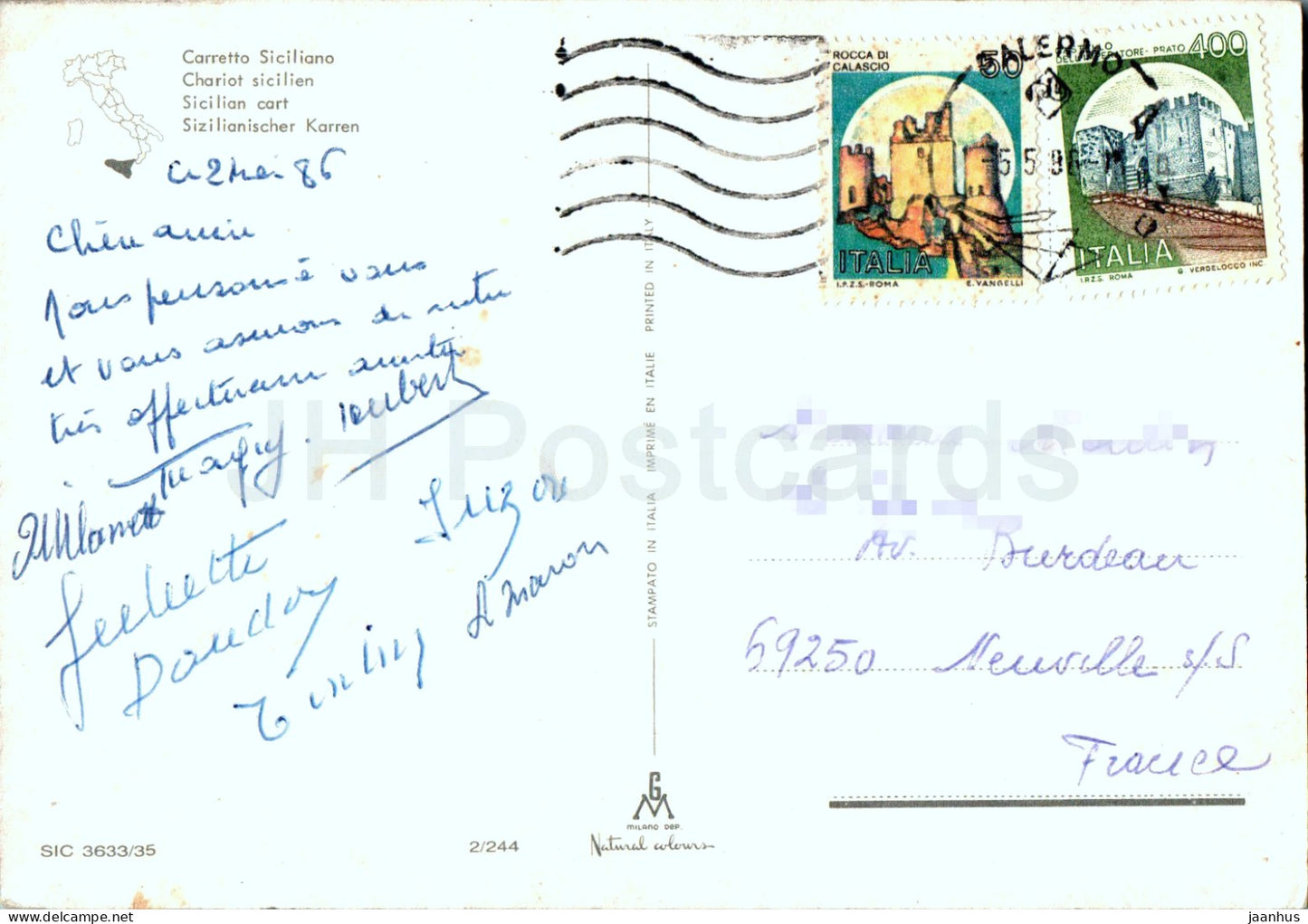 Carretto Siciliano - Sicilian cart - folk costume - horse - 2/224 - 1986 - Italy - used