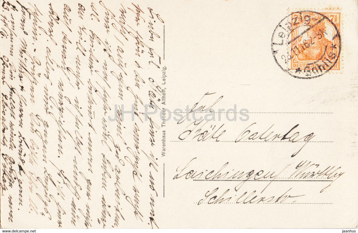 Leipzig - Neues Rathaus - tram - town hall - old postcard - 1916 - Germany - used