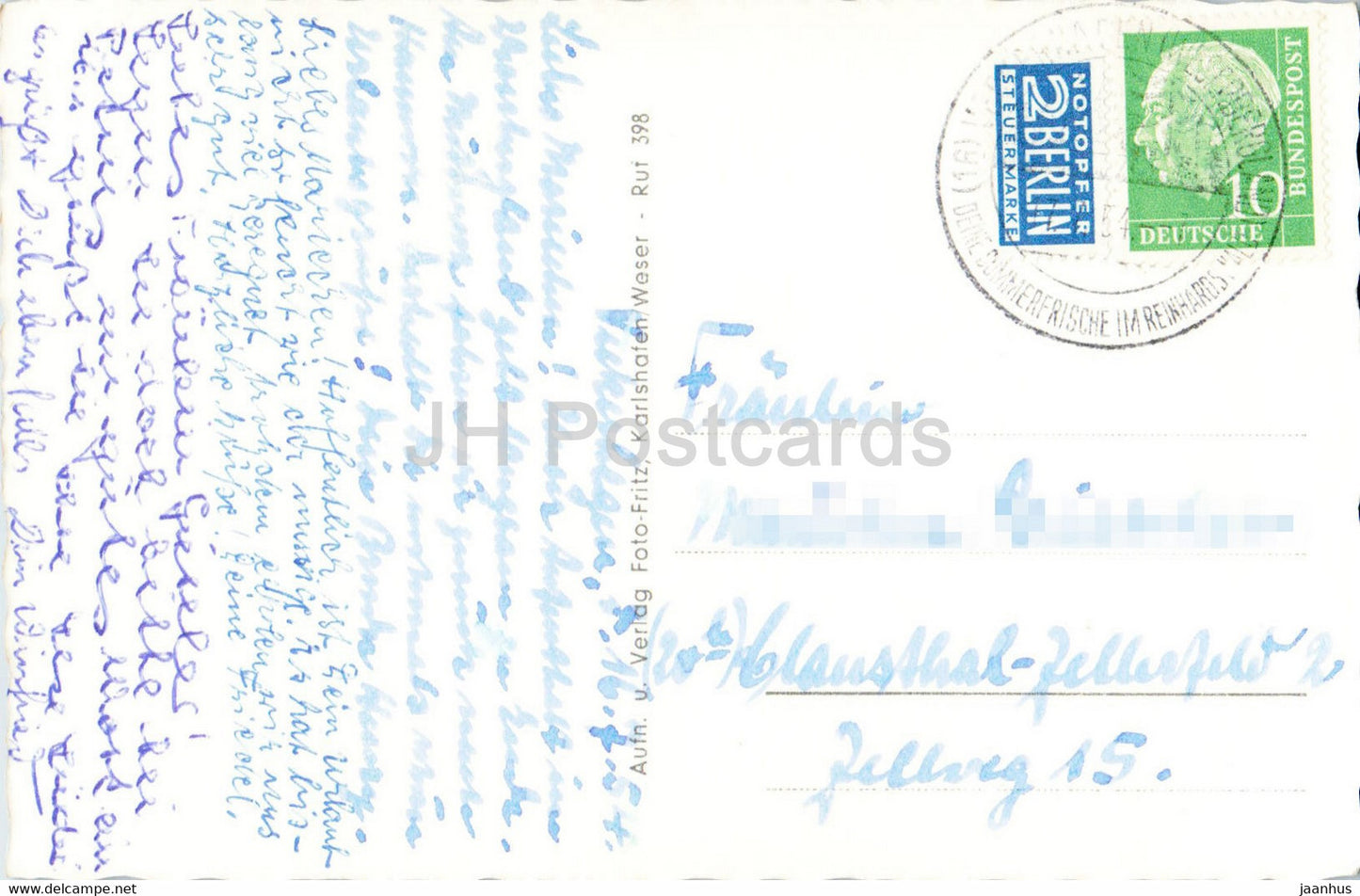 Abend im Weserbergland - old postcard - 1954 - Germany - used