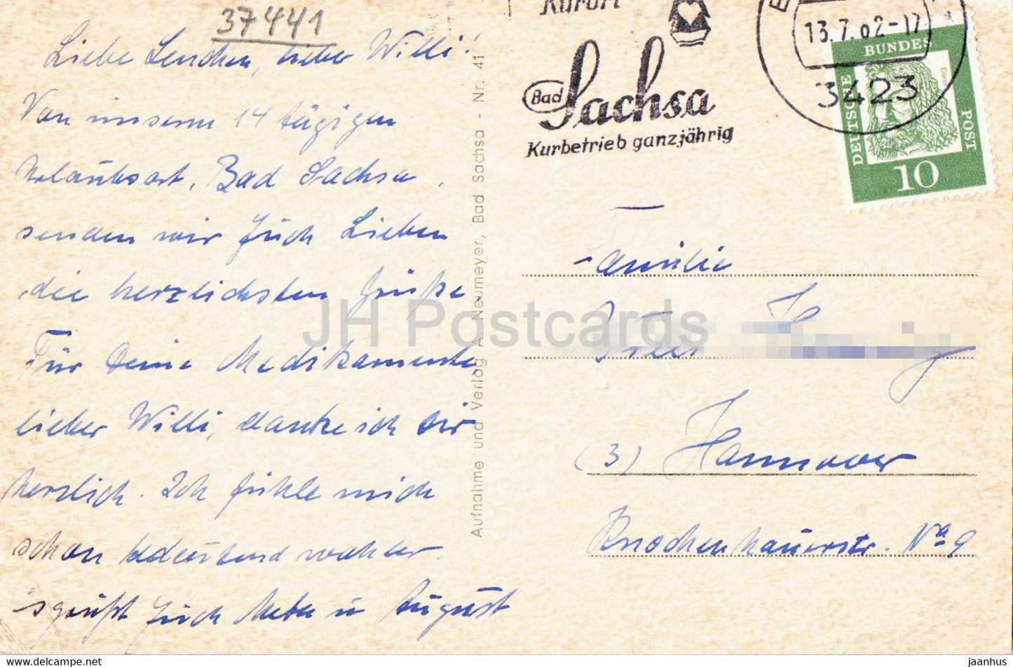 Bad Sachsa - Marktstrasse - Kurmittelhaus - Haus Bismarck - Schutzenstrasse - 1962 - Allemagne - occasion